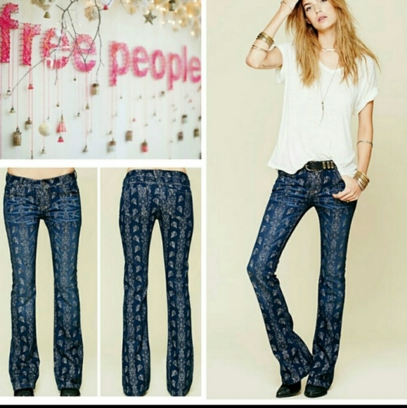Foil Print Flare Jeans | Poshmark